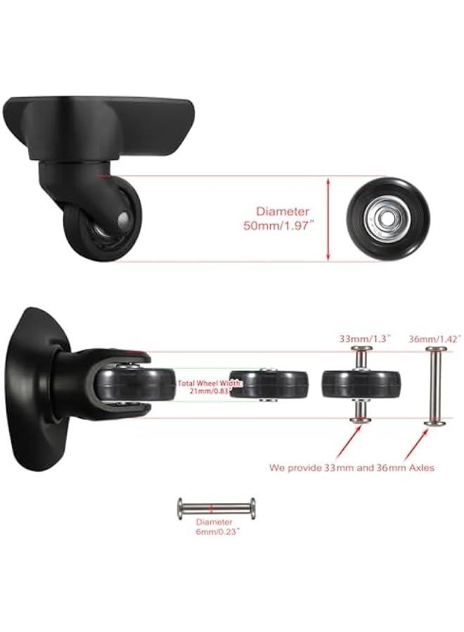 50mm x 18mm Luggage Suitcase Replacement Wheels, Rubber Swivel Caster Wheels Bearings Repair Kits, Set of 2 - Image 4