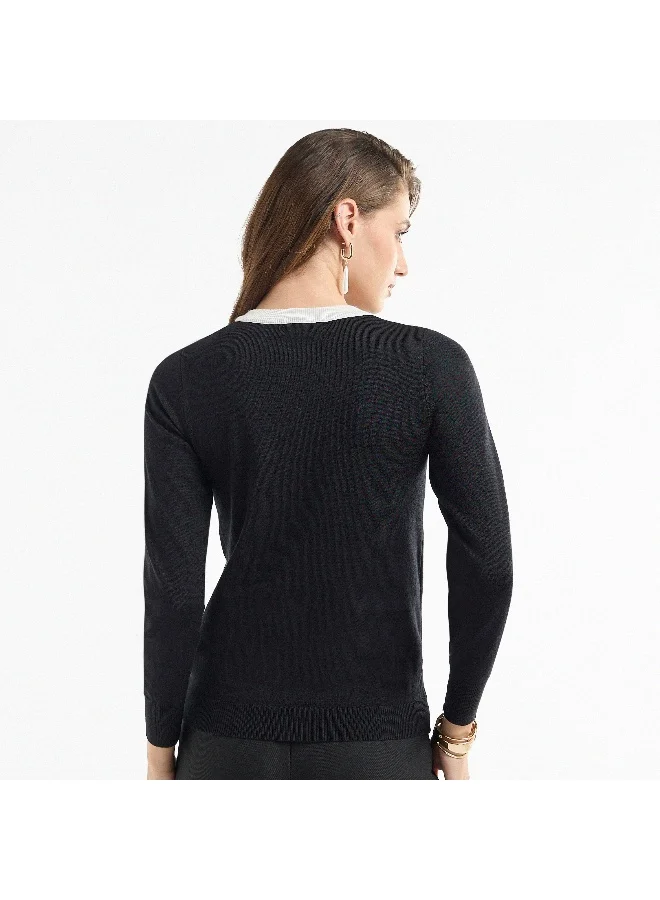 Splash FAV Solid Button Through Cardigan with Long Sleeves