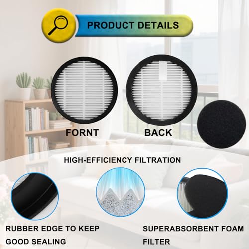 SpaceTent 4 Pack HEPA Vacuum Replacement Filters Compatible with AFNOP Acevac11 Cordless Vacuum Cleaner, with 4 Pack Sponge Sets - Image 4
