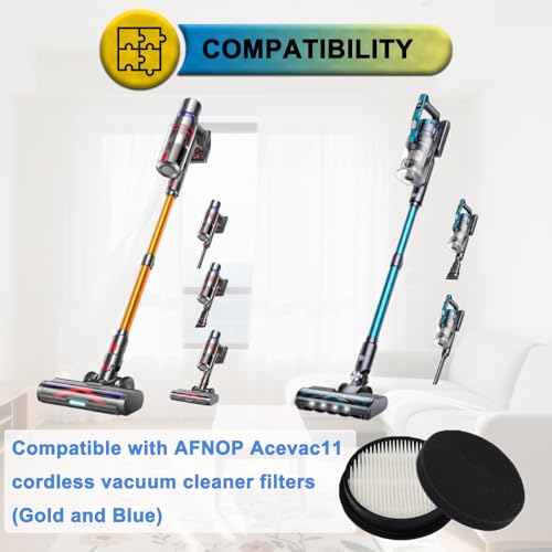 SpaceTent 4 Pack HEPA Vacuum Replacement Filters Compatible with AFNOP Acevac11 Cordless Vacuum Cleaner, with 4 Pack Sponge Sets - Image 2