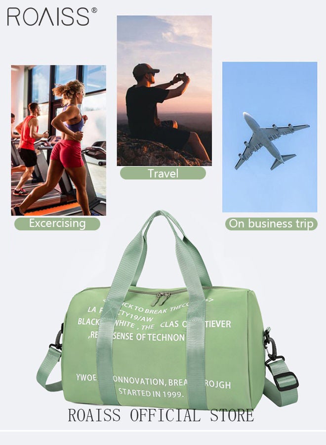 roaiss Unisex Gym Duffel Bag Printing Lightweight Waterproof Multipurpose Large Capacity Outdoor Luggage Handbag for Fitness Sports Swimming Travel Crossbody Luggage Bag Yoga Bag Green  - Image 3