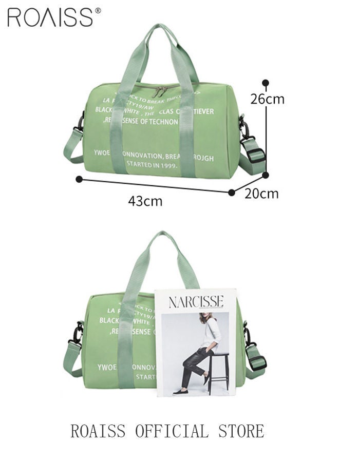 roaiss Unisex Gym Duffel Bag Printing Lightweight Waterproof Multipurpose Large Capacity Outdoor Luggage Handbag for Fitness Sports Swimming Travel Crossbody Luggage Bag Yoga Bag Green  - Image 4
