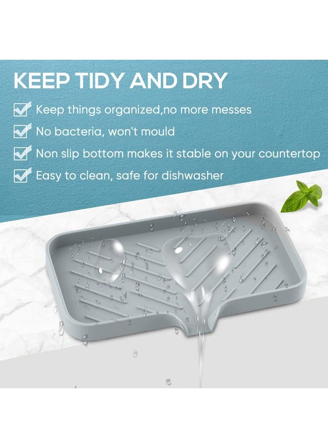 EGWON Kitchen Sink Soap Sponge Tray Self Draining Premium Silicone Soap Holder for Bathroom Caddy Organizer for Dish Soap Bottle,Soap Dispenser - Image 4