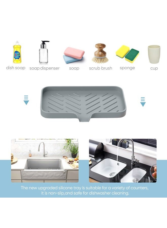 EGWON Kitchen Sink Soap Sponge Tray Self Draining Premium Silicone Soap Holder for Bathroom Caddy Organizer for Dish Soap Bottle,Soap Dispenser - Image 5