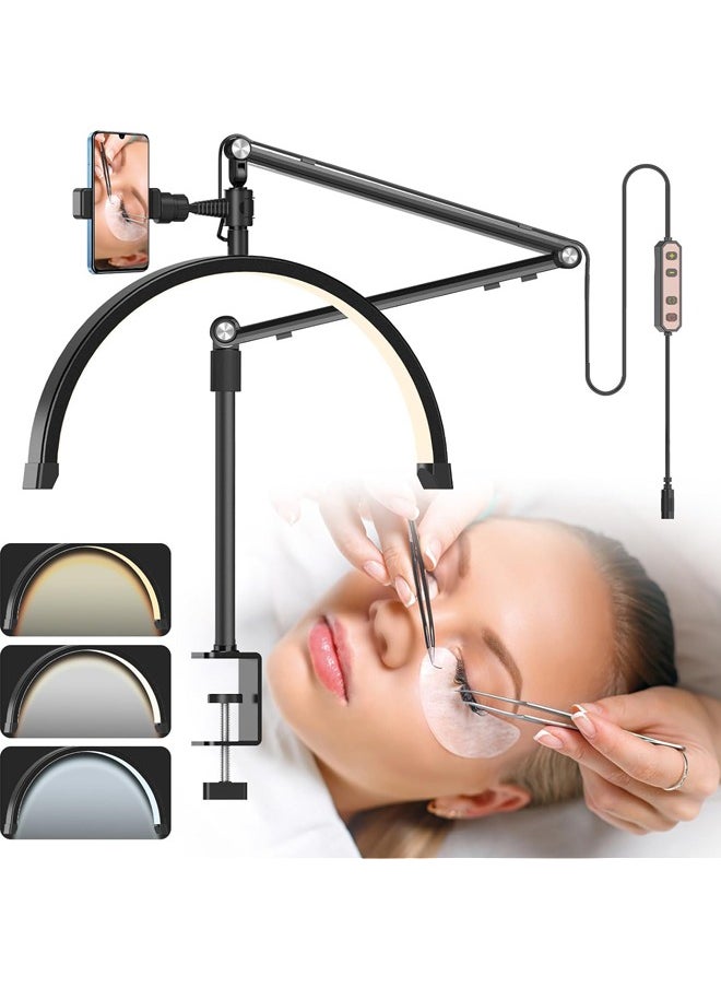 Half Moon Light for Lashes, 16Inch LED Nail Desk Lamp, Lash Light for Eyelash Tech, Esthetician, Office, Beauty, Skincare, Tattoo, Facial, Filming with Remote Control Black - pzsku/Z802DD21E54443E3023C1Z/45/_/1709371478/17e814ee-b9b9-464d-9ea5-14f2c11b60f4