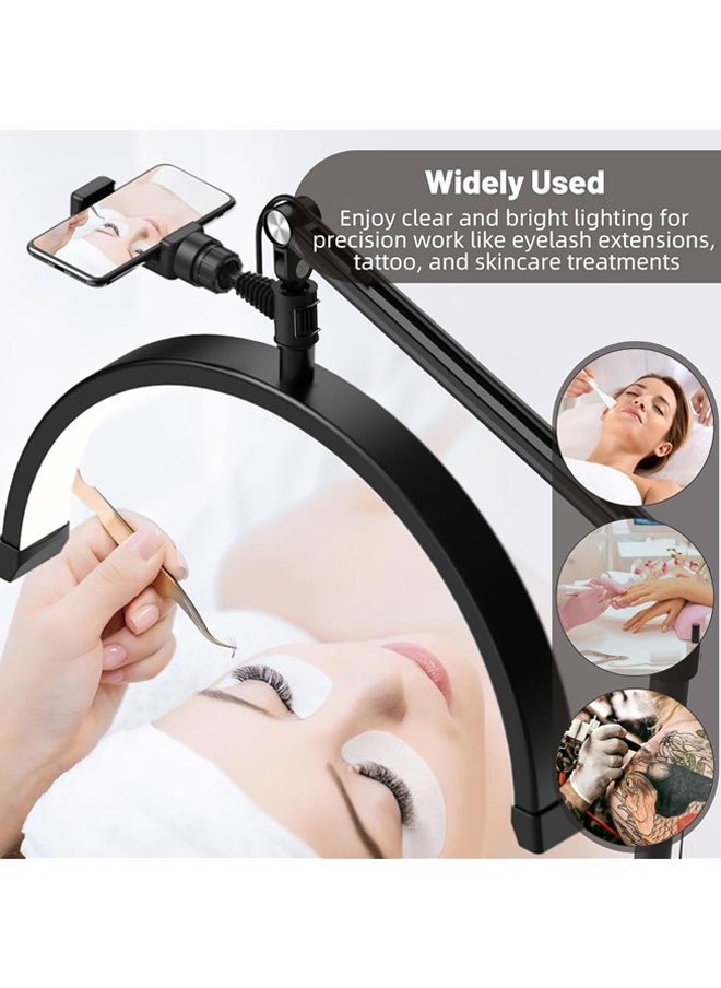 Hihonor - Half Moon Light for Lashes, 16Inch LED Nail Desk Lamp, Lash Light for Eyelash Tech, Esthetician, Office, Beauty, Skincare, Tattoo, Facial, Filming with Remote Control Black - Image 1