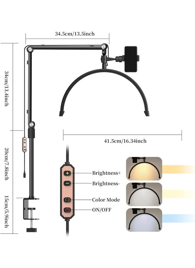 Half Moon Light for Lashes, 16Inch LED Nail Desk Lamp, Lash Light for Eyelash Tech, Esthetician, Office, Beauty, Skincare, Tattoo, Facial, Filming with Remote Control Black - pzsku/Z802DD21E54443E3023C1Z/45/_/1735300641/02ed2d9e-16f3-432a-8862-4c5020236b17