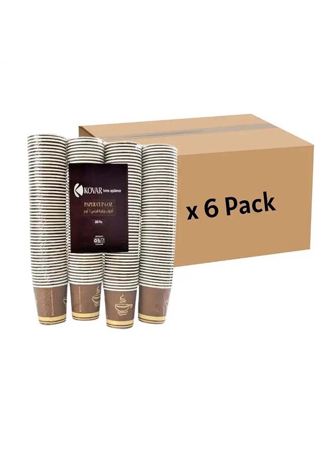 Kovar Disposable Coffee Printed 6 oz Bulk Paper Cups 200pcs- 6 Pack