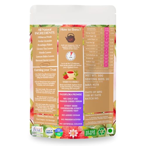 Passiflora Ageless Grace Freeze Dried Anti-Aging Green Tea for Skin Glow & Detox | Herbal Beauty Drink with Hibiscus, Rosehip, Amla, Nettle & Rose | 30+ Servings - Image 2