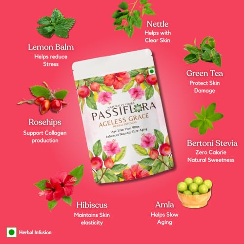 Passiflora Ageless Grace Freeze Dried Anti-Aging Green Tea for Skin Glow & Detox | Herbal Beauty Drink with Hibiscus, Rosehip, Amla, Nettle & Rose | 30+ Servings - Image 4