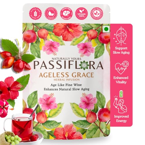 Passiflora Ageless Grace Freeze Dried Anti-Aging Green Tea for Skin Glow & Detox | Herbal Beauty Drink with Hibiscus, Rosehip, Amla, Nettle & Rose | 30+ Servings - Image 1