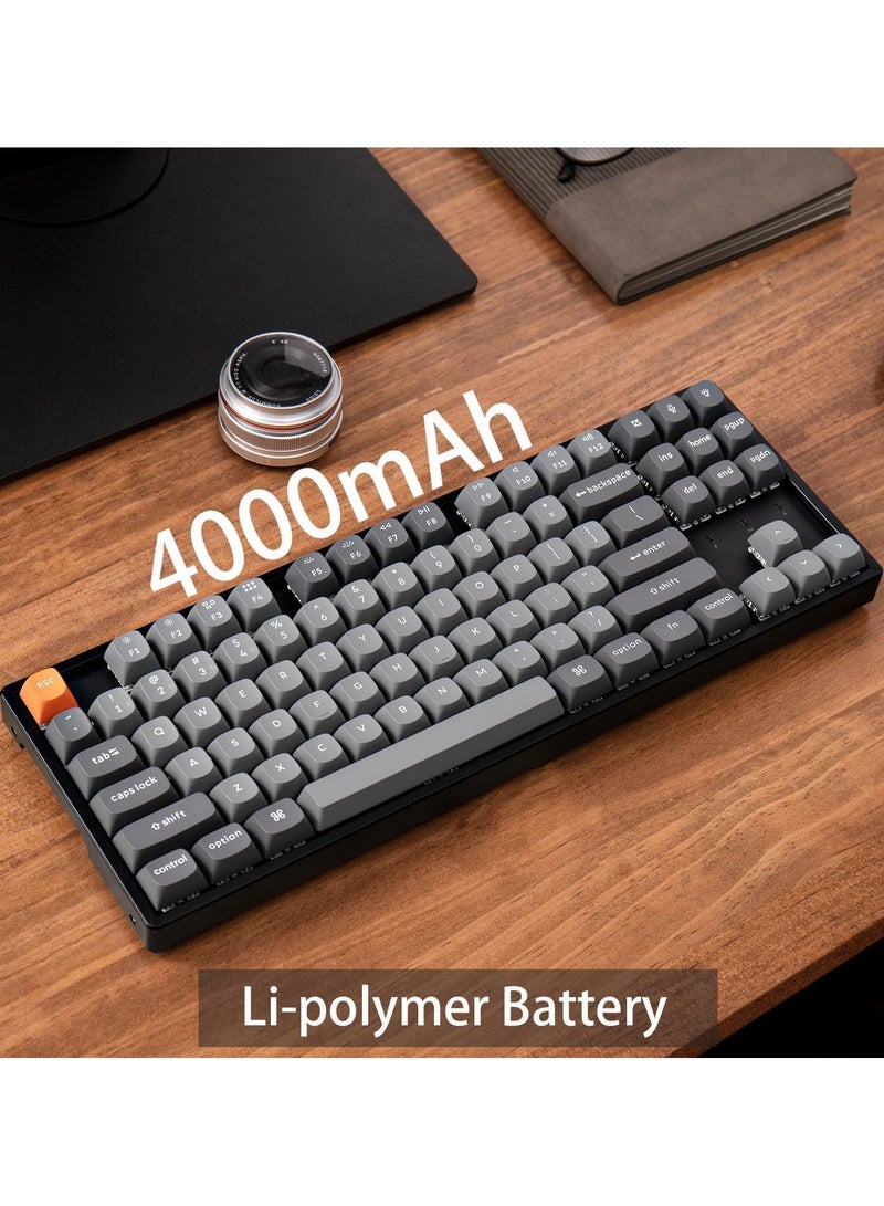 Keychron K8 Max QMK Wireless Mechanical Keyboard, 87-Key TKL (80%) ISO, Tri-Mode (2.4GHz/BT 5.1/Wired), Hot-Swappable Super Switches, RGB, Arabic/English PBT, 4000mAh Battery - Image 4