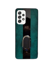 Compatibility Case Hard Tough Leather Magnetic Back Shockproof Drop Protection Kickstand Cover with Stand and Ring for Samsung A52 (Green)