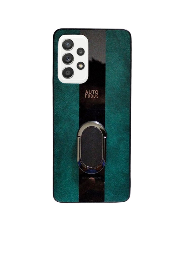 Generic - Compatibility Case Hard Tough Leather Magnetic Back Shockproof Drop Protection Kickstand Cover with Stand and Ring for Samsung A52 (Green) - Image 1