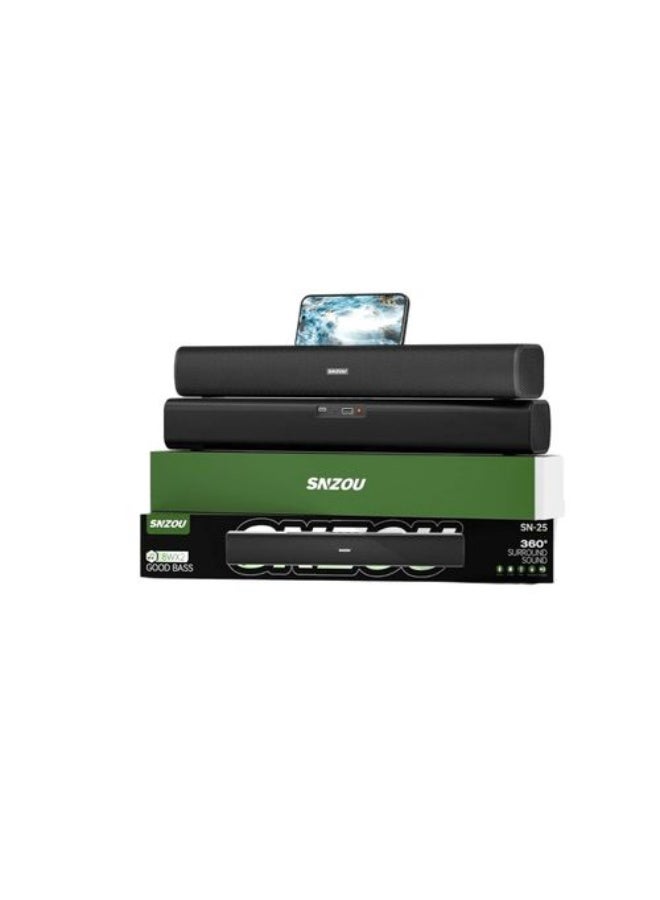 سنزو سماعة بلوتوث لاسلكية صوت محيطي 360 درجة ببطارية 1800mAh وتشغيل 3 إلى 5 ساعات مع مخرج صوت - يدعم كارت TF- مدى اتصال حتى 10 أمتار - براند SNZOU موديل SN-25 - Image 1