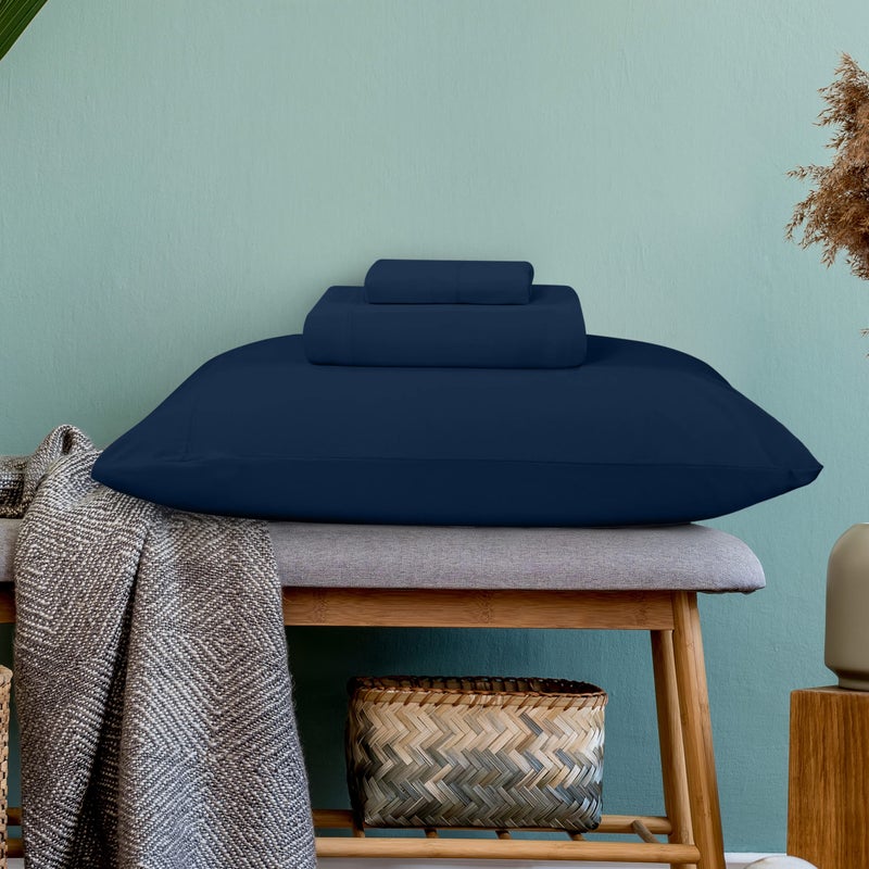 Utopia Bedding Utopia Bedding King Sheet Set - Jersey Knit Sheets 4 Piece King Jersey Sheet Set - Cotton Jersey Sheets - Soft T-Shirt Stretchy Sheets (King  Navy) - Image 3