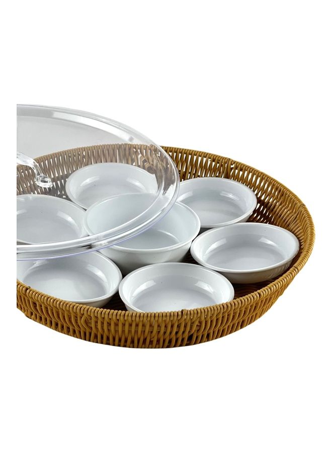 صينية إفطار بني/شفاف 35x35x7سم - Image 2