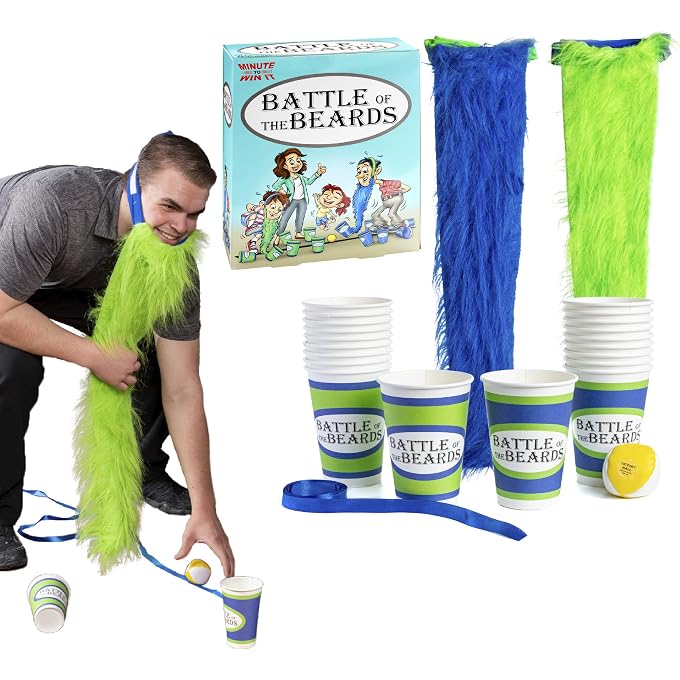 Squirrel Products Battle of The Beards Funny Party Game, White Elephant Minute to Win It Game for Kids & Adults, Family Game Night Activity for Ages 6+ - Image 1