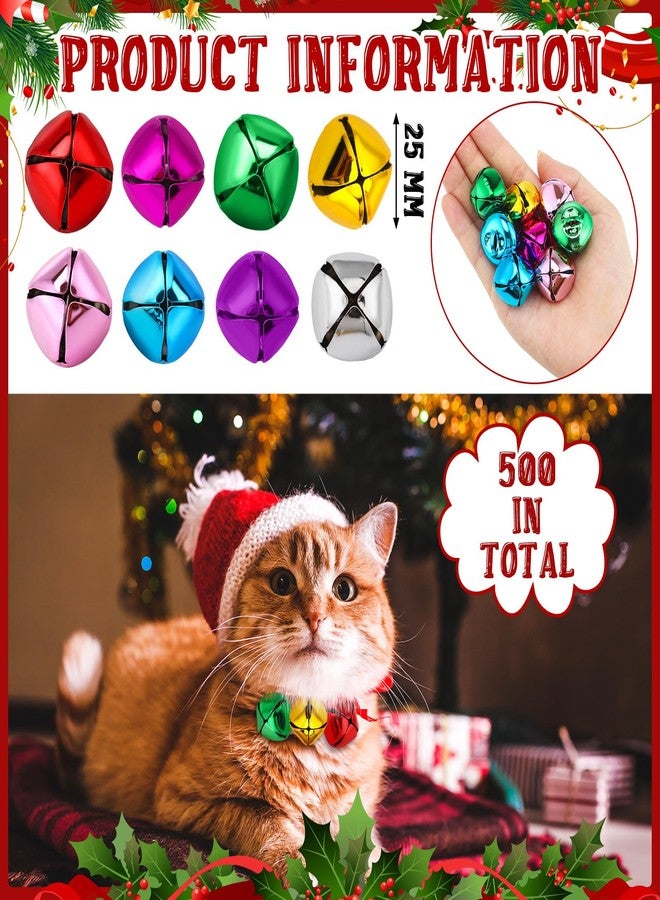 Jinei 500 Pcs 1 Inch Christmas Jingle Bells for Craft Multicolor Christmas Bells Bulk DIY Hanging Vintage Bells Charms for Xmas Wreath Decor Holiday Festival Home Decoration (Colorful) - Image 2