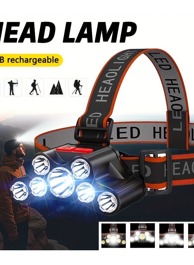 USB Rechargeable LED Headlight Adjustable Angle Portable Work Light For Fishing Hiking Running Emergency - Image 2