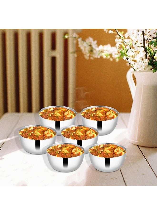 Shri & Sam Majestic Stainless Steel Small Bowl 6 Pieces, 8 cm - Image 2