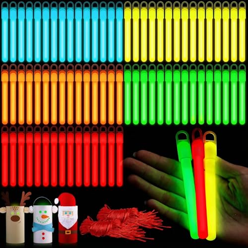 Lewtemi 100 Pack 4 or 6 Bright Glow Sticks Bulk Glow in the Dark Party Supplies Birthday and Holidays 4 InchColorful - Image 1