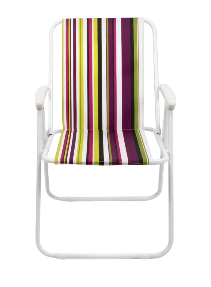 SMART HOME Folding Oxford Fabric Camping Chair with Metal Legs – Comfortable, Lightweight, and Portable Seat with Armrest | 45x45x80 cm Picnic Chair | Suitable for trips, camping, the beach, and outdoor activities (Color matches the picture) - Image 2