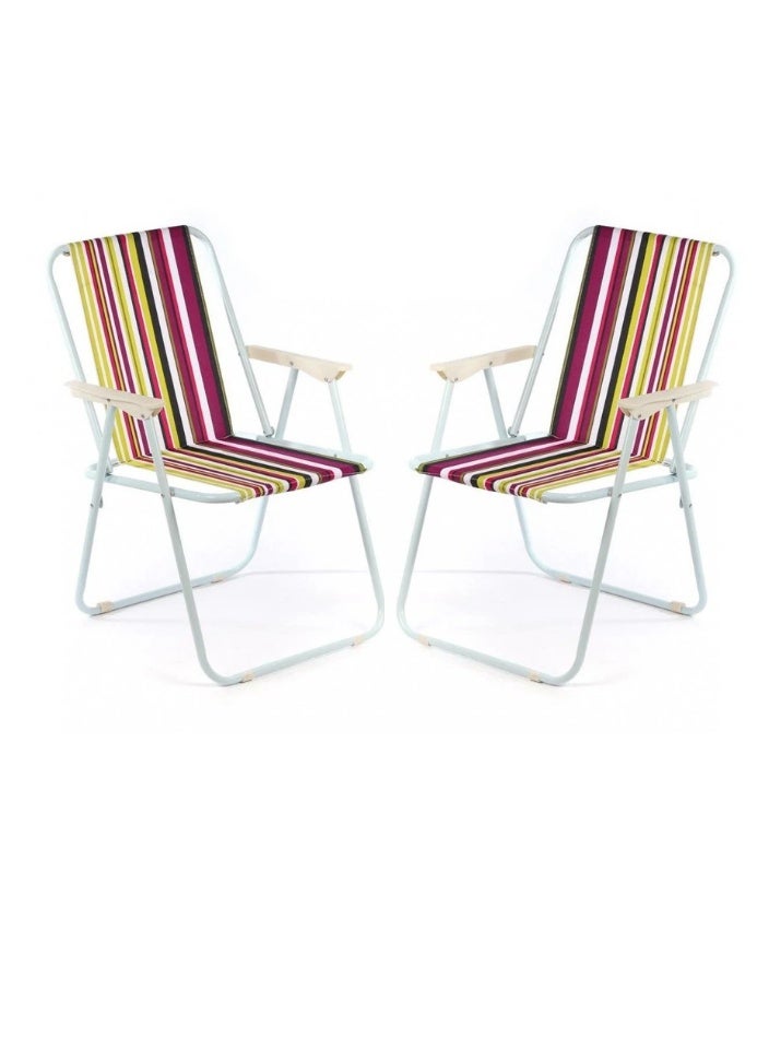 SMART HOME Folding Oxford Fabric Camping Chair with Metal Legs – Comfortable, Lightweight, and Portable Seat with Armrest | 45x45x80 cm Picnic Chair | Suitable for trips, camping, the beach, and outdoor activities (Color matches the picture) - Image 5