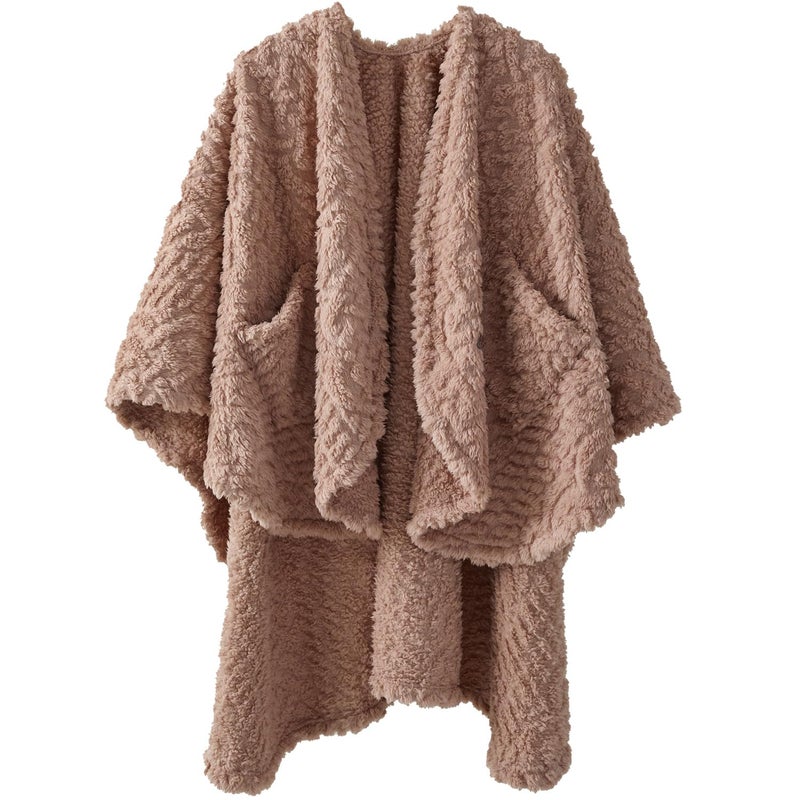 Royoliving Fuzzy Sherpa Wearable Fleece Blanket with Pockets for Adults Ultra Soft Plush Shawl Throw Blankets Blush 58 x 64