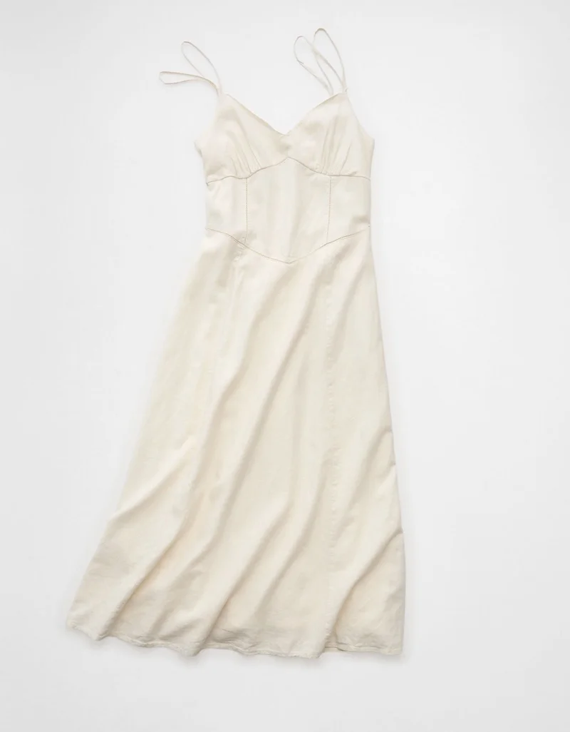 American Eagle  AE Hanky Hem Tie-Strap Midi Dress for Women | Best Price UAE