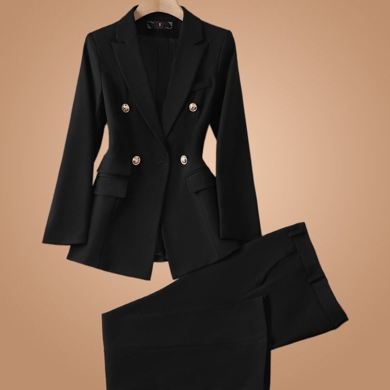 جاكيت بدلة أسود للنساء ربيع وخريف ملابس رسمية للمقابلات ملابس عمل أنيقة - Image 2