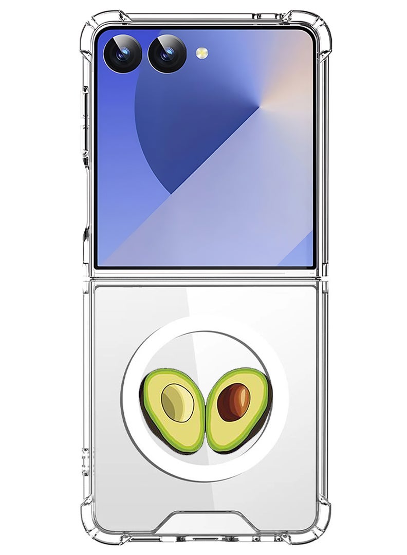 Theodor Magnetic Case for Samsung Galaxy Z Flip 7 Compatible with MagSafe Wireless Charging, Shockproof Phone Bumper Cover Avacado Open - Image 1