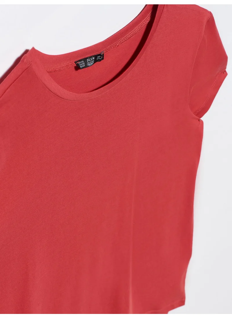 ديلفين 3471 Crew Neck Basic T-Shirt-Red