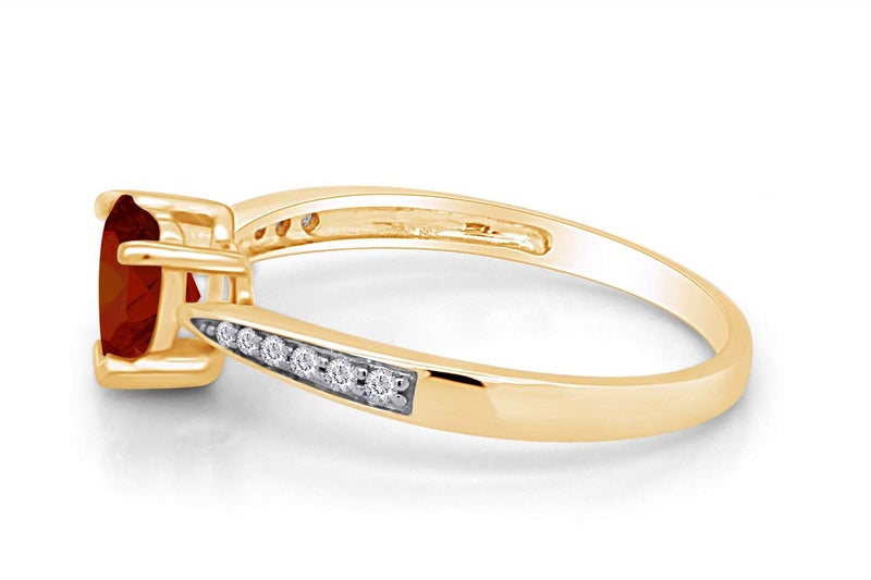 AFFY Solitaire Heart Promise Ring for Women Center 7MM Simulated Garnet with White CZ, Stackable Gemstone Ring in 14K Yellow Gold Plated 925 Sterling Silver, Jewelry Gift for Her Size-7 - Image 2