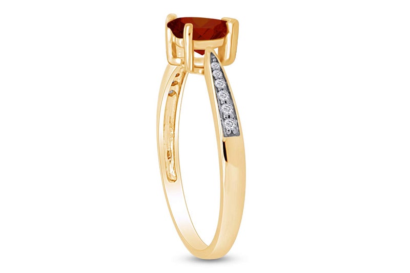 AFFY Solitaire Heart Promise Ring for Women Center 7MM Simulated Garnet with White CZ, Stackable Gemstone Ring in 14K Yellow Gold Plated 925 Sterling Silver, Jewelry Gift for Her Size-7 - Image 3