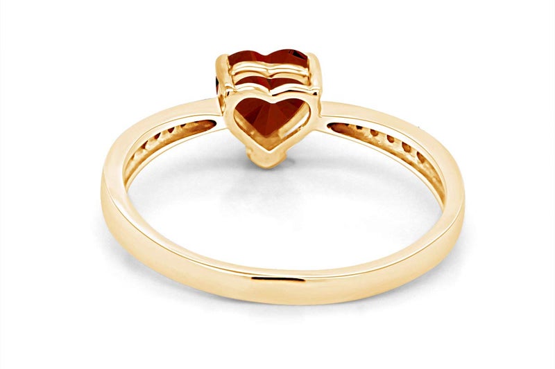 AFFY Solitaire Heart Promise Ring for Women Center 7MM Simulated Garnet with White CZ, Stackable Gemstone Ring in 14K Yellow Gold Plated 925 Sterling Silver, Jewelry Gift for Her Size-7 - Image 4