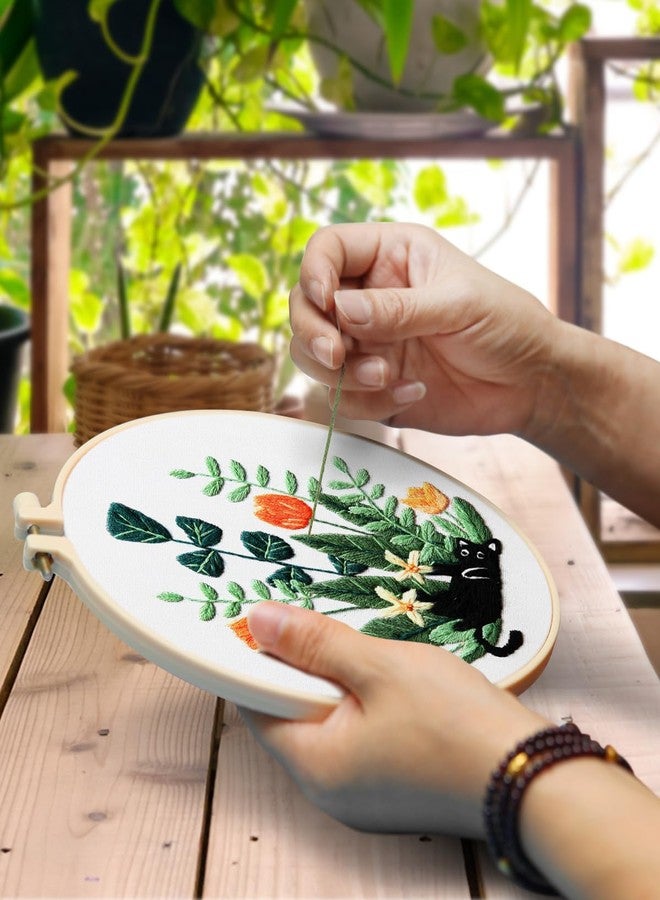 TINDTOP Embroidery Kit for Adults, Embroidery Kit for Beginners Include Embroidery Cloth Hoops Threads for Craft Lover Hand Stitch with Embroidery Skill Techniques (Black Cat) - Image 4