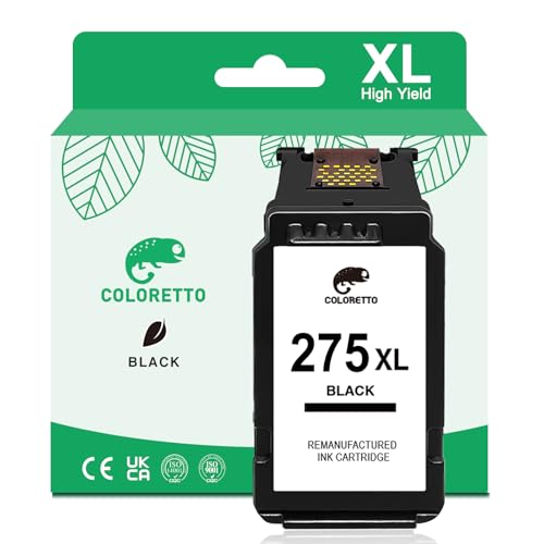 COLORETTO PG-275XL Black Ink Cartridges for Canon 275 Black Ink 275XL Ink Cartridges for Canon Printers TS3722 TS3720 TR4700 TR4720 TS3522 TS3520 TS3500 TR4725 TR4722 Printer Ink 275 Black Replacement - Image 1
