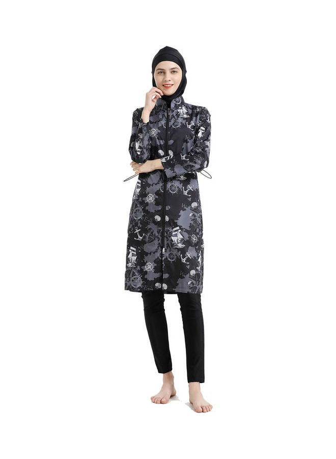 NIBEMINENT Leisure Islamic Women Zipper Closure Long Sleeve Burkini Set Black  - Image 1