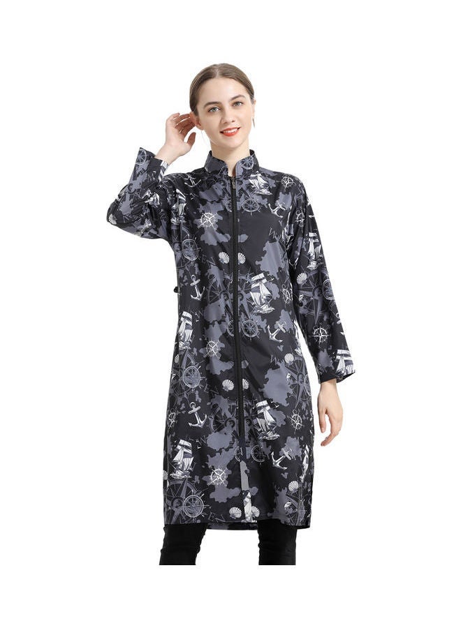 NIBEMINENT Leisure Islamic Women Zipper Closure Long Sleeve Burkini Set Black  - Image 3