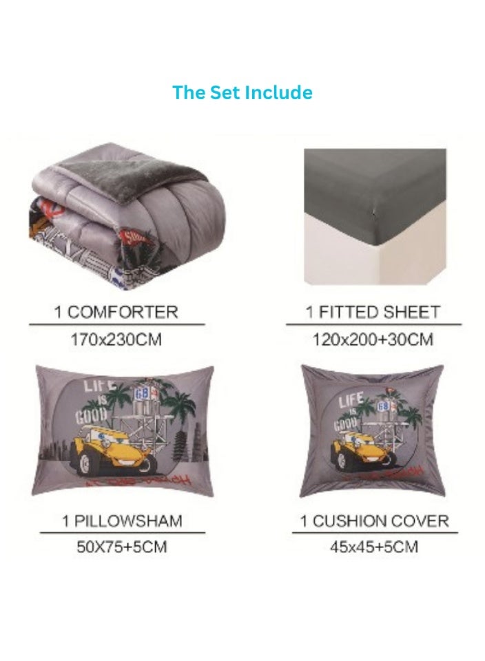 SMART HOME Winter fluffy children's bed sheet, 4 pieces, two sides, velvet side and fur side, size 170x230 cm - Image 5