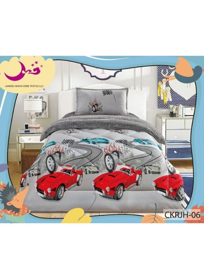 Moon - Winter fluffy children's bed sheet, 3 pieces, two sides, velvet side and fur side, size 170x220 cm - Image 1