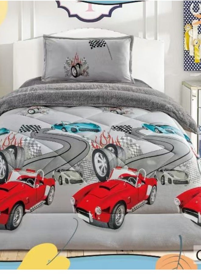 Moon - Winter fluffy children's bed sheet, 3 pieces, two sides, velvet side and fur side, size 170x220 cm - Image 1