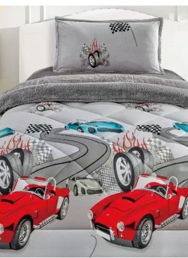 Moon - Winter fluffy children's bed sheet, 3 pieces, two sides, velvet side and fur side, size 170x220 cm - Image 1