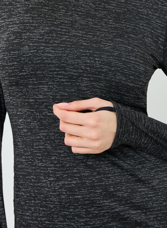 Styli Active Black Melange Round Neck Top - Image 3