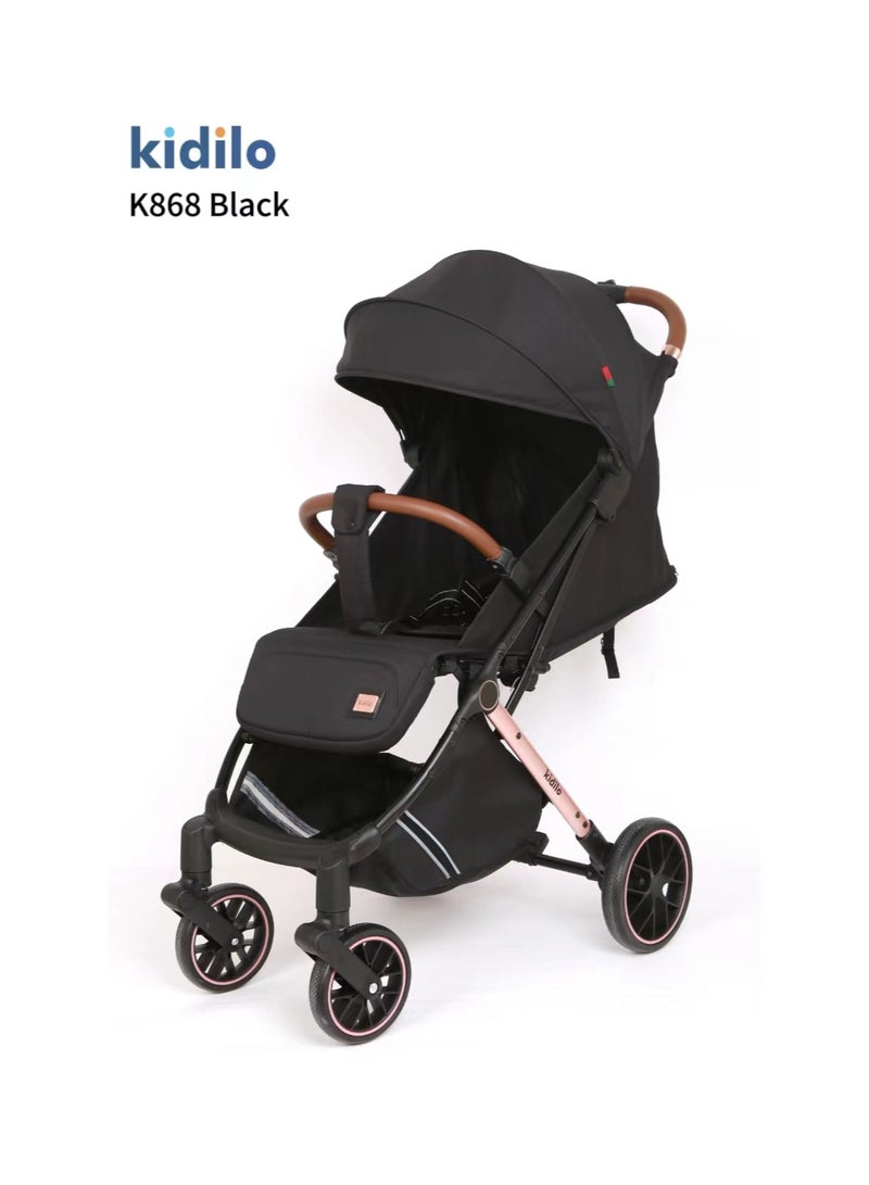 kidilo Travel and Hiking Stroller, Lightweight and Easy to Fold - Black with bag  code (k868)  ( Stroller weight 7.2 KG ) - Image 2