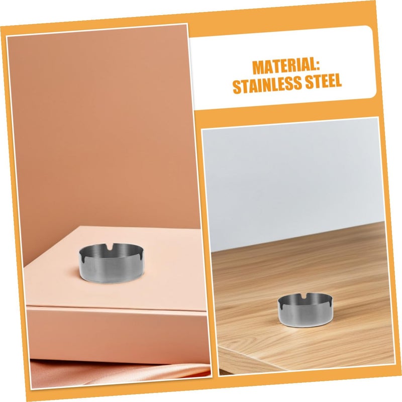 Stainless Steel Round Ashtray 8cm Portable Compact Smoking Tray for Home Office Outdoor - Image 4