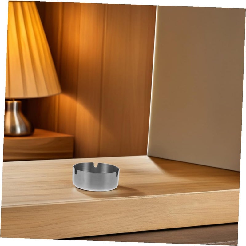 Stainless Steel Round Ashtray 8cm Portable Compact Smoking Tray for Home Office Outdoor - Image 5