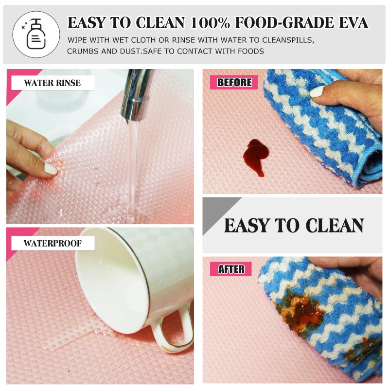 Daixers 20Pcs Refrigerator Liners, Washable Fridge Liner Shelf Mats Refrigerator Pads for Cupboard Cabinet Drawer Home Kitchen Accessories Organization (Pink) - Image 3