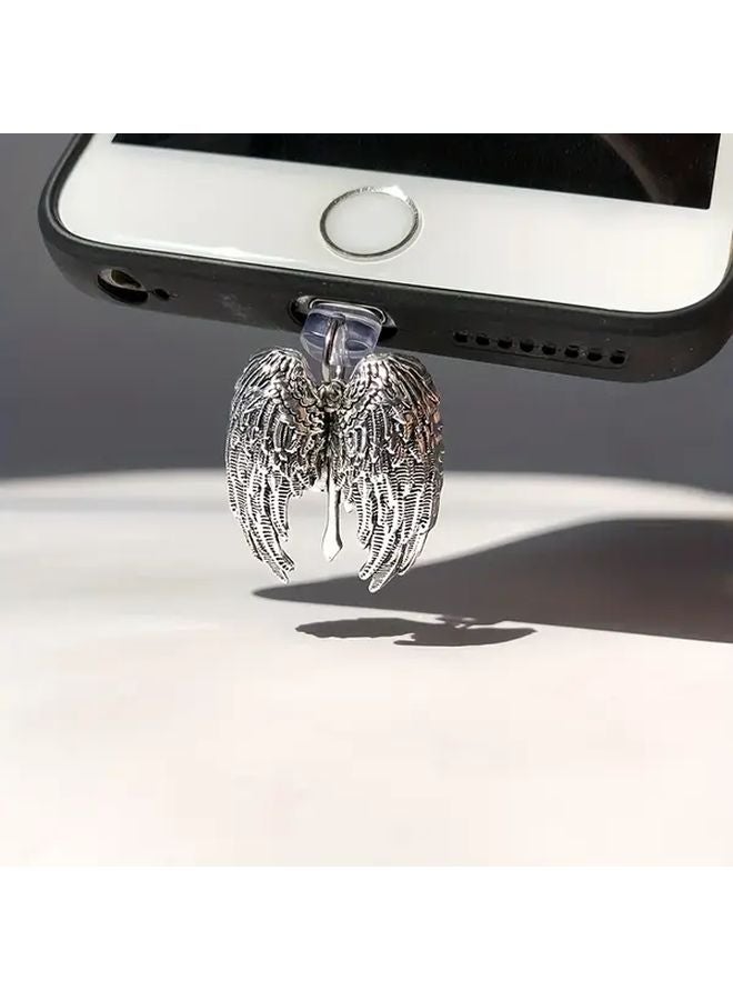 Angel Guardian Wing Mobile Phone Dust Plug For Type C Charging Port With Lanyard - Image 1